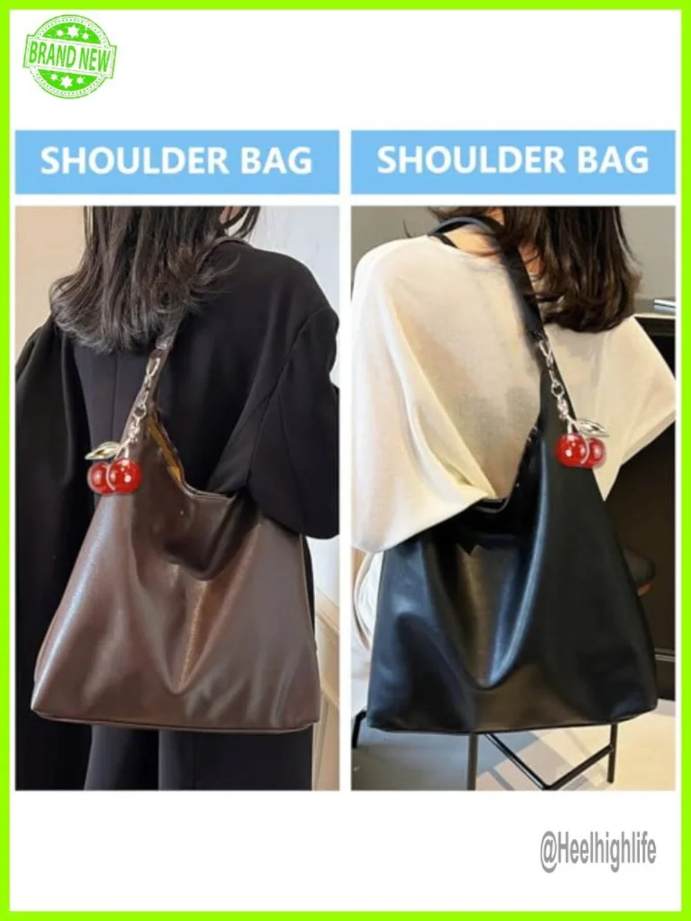 Vegan Hobo Bag PU Leather Slouchy Designer Crossbody Tote Handbag
